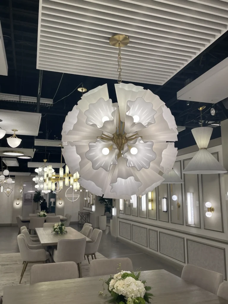 Show room with chandelier